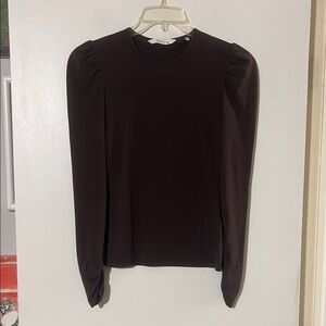 Rebecca Taylor brown long sleeve tee. Ruched wrist and shoulder